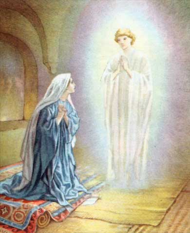 The angel of the living God announcing Jesus' miraculous conception to his virgin mother Mary