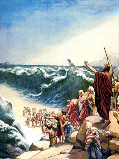 معجزات الله الحي؛ معجزة شق مياه البحر الأحمر على يد موسى النبي ليهرب يني إسرائيل من جيش فرعون
